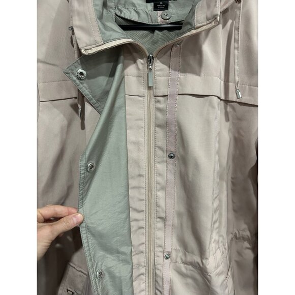 Gallery Womens Beige Hooded Trench Coat Sz XL - Picture 4 of 9